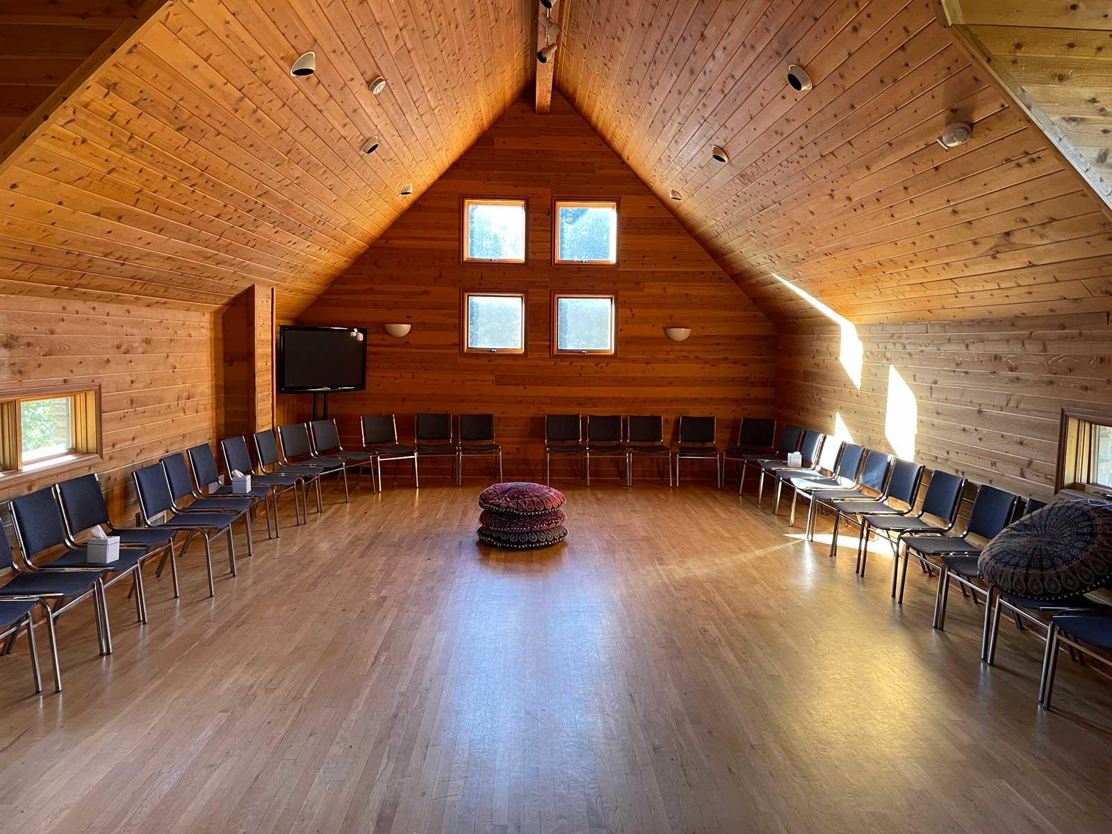 Interior meeting room of the water mill at The Salvation Army High Peak Camp Colorado
